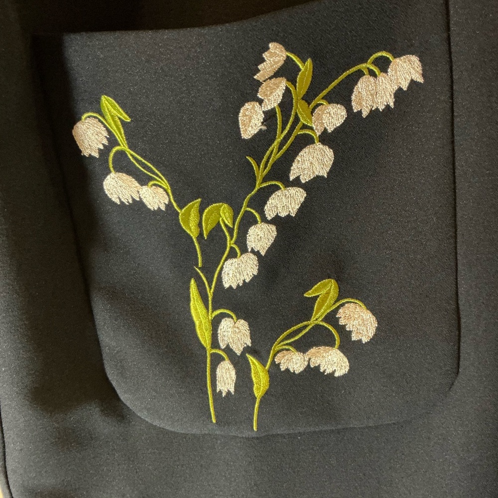 Rickie Freeman for Teri Jon Navy Dress with Floral Embroidery - Picture 6 of 8